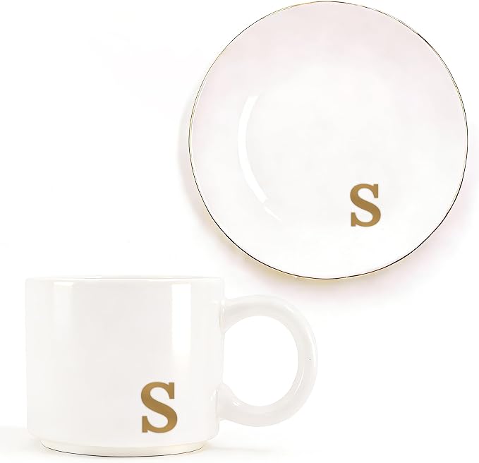 RainVibe Elegant Gift Set for Women – Personalized Monogram Ceramic Mug & by Unknown