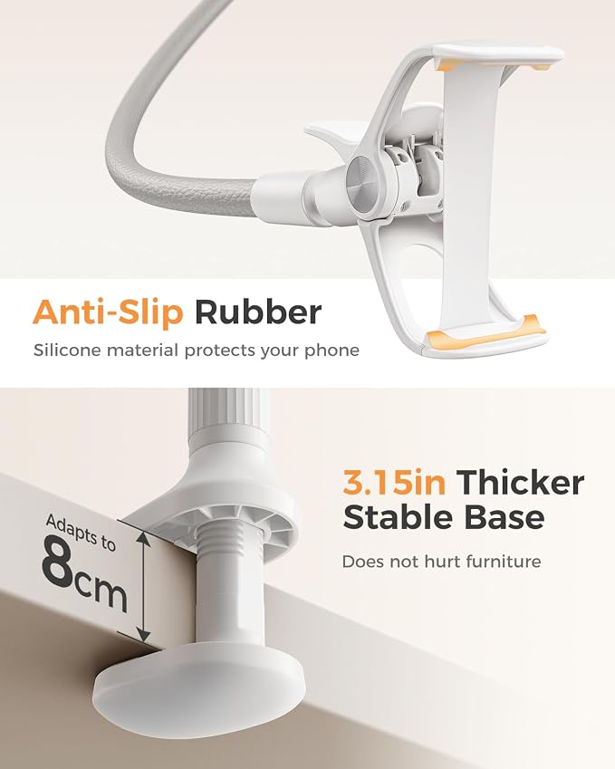 SAIJI Gooseneck Phone Stand for Bed, Lazy Bracket Cell Phone Holder Long Arm - Image 4