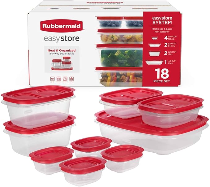 Rubbermaid EasyStore Large Containers, 18-Piece Set, Food Storage Containers by Unknown