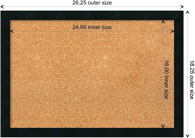 Amanti Art Natural Cork Board for Wall, 18x26 Vision Board with Black Wood Frame, Medium Corkboard Office Decor for Home Organization, Modern Contemporary Corkboard Pinboard to display items for home-DeskLoop Office