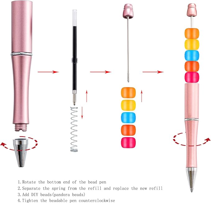 PASISIBICK 20 Colors Plastic Beadable Pens, 20 Pieces - Image 3