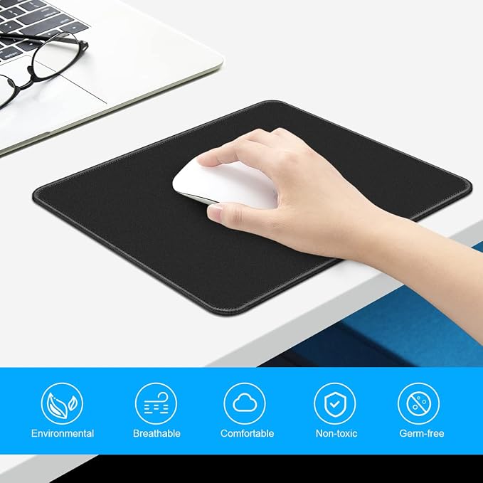 3 Pack Standard Mouse Pad with Stitched Edges, 10.3 x 8.3 in Black | Anti-Fray - Image 4