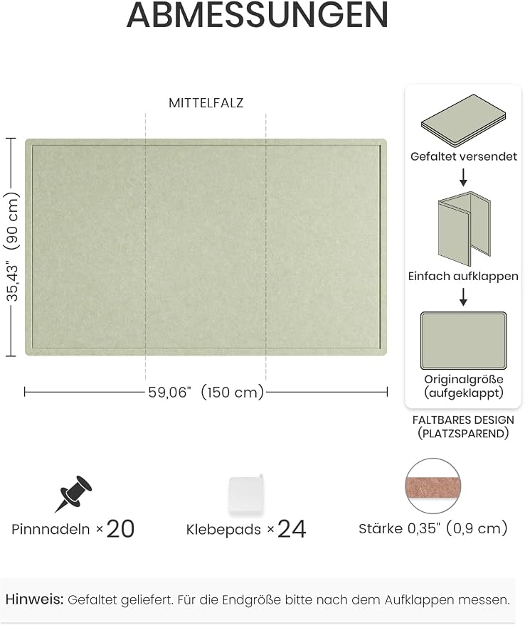 Fluxynara Large Bulletin Board, Foldable Felt Pin Board - Image 2