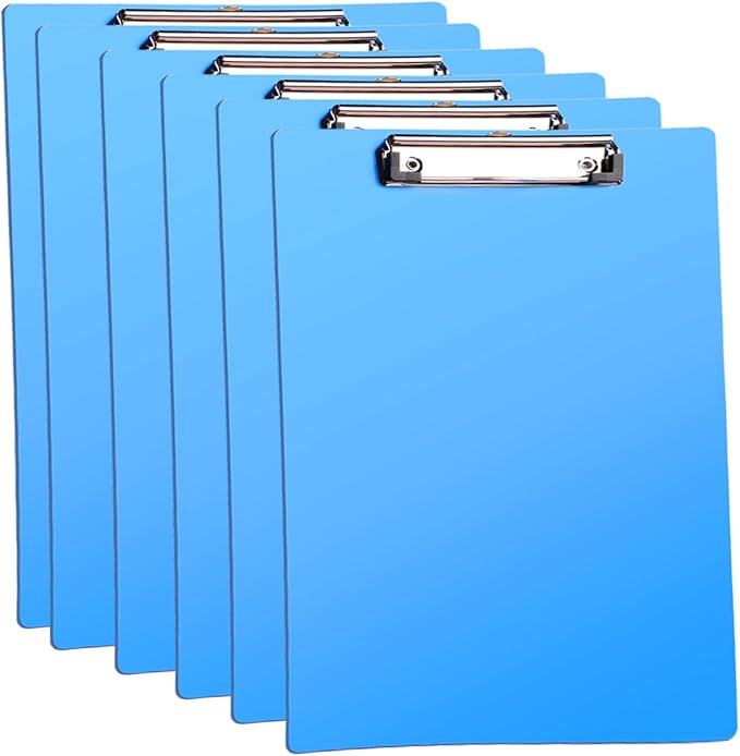 Plastic Clipboards, 6 Packs A4 Clipboard Folder, Paper Clips | Nursing Clipboard by Yepphetco