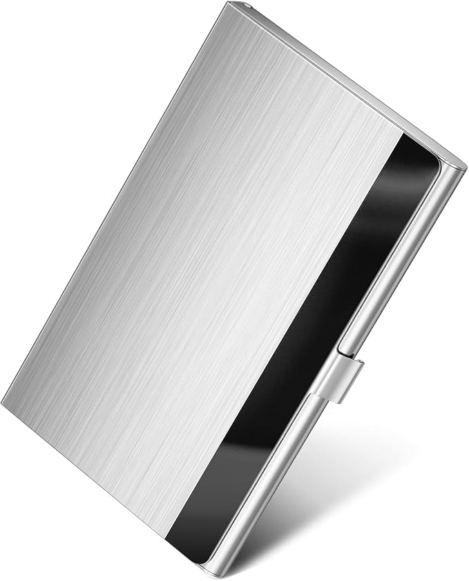 MaxGear Stainless Steel Business Card Holder, Slim Card Case, Buckle Closure by MaxGear