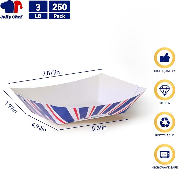 JOLLY CHEF Disposable Paper Food Trays, Paper Food Boats - Image 2