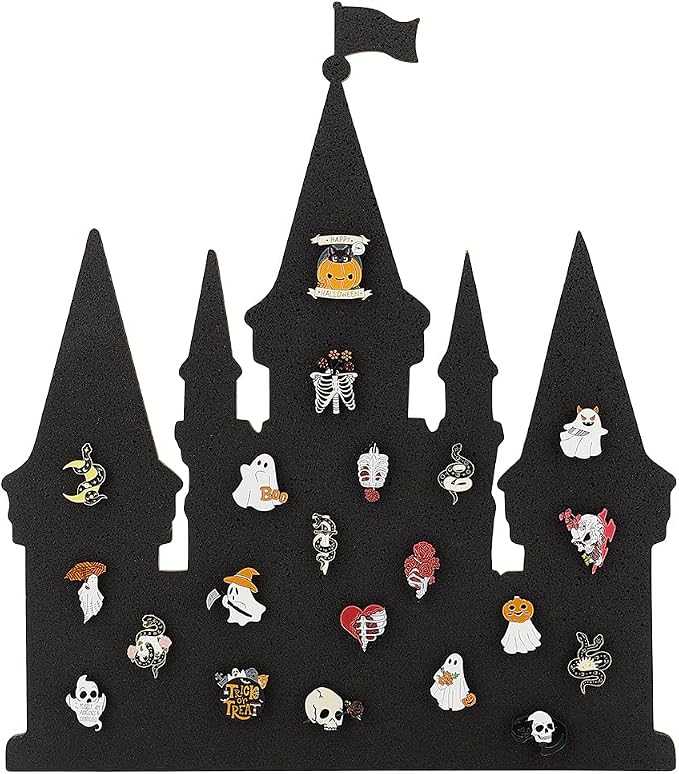 BENECREAT Castle Pin Cork Board, 14.2x11.8Inch Black Bulletin Display Board by BENECREAT