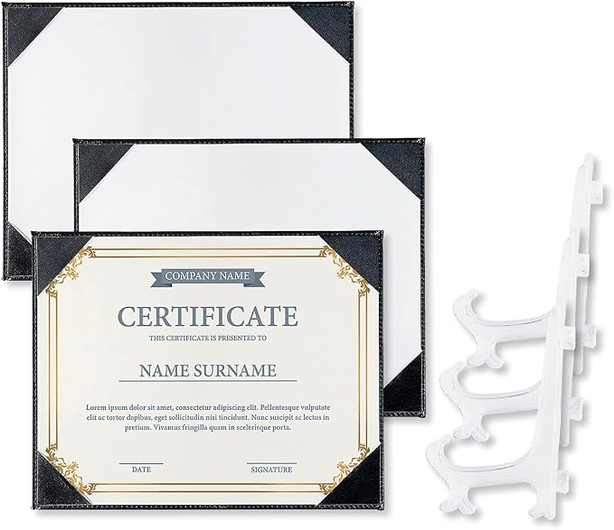 Fine Stationery Black Faux Leather Certificate Holders - Image 6