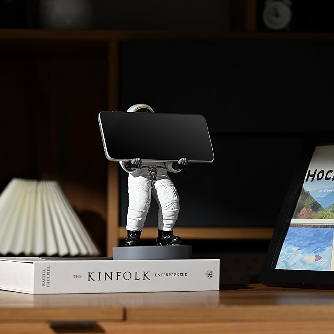 Astronaut Mobile Phone & Pen Holder, Device Stand, Desk Organizer Decorative Pencil Holder (White&Black)-DeskLoop Office