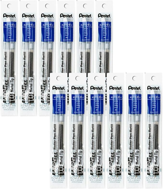 Pentel Refill Ink for EnerGel Liquid Gel Pen, Bold Line, Metal Tip, Box of 12 by PentelofAmerica