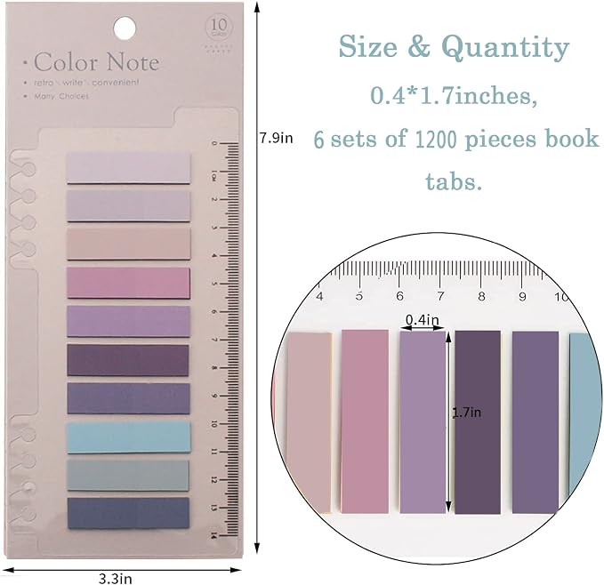 Potanro Sticky Tabs 1200 Pcs Sticky Book Tabs Colorful Annotation Tabs - Image 6
