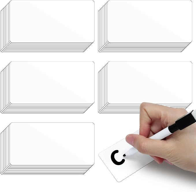 50 Pcs 4'' x 2'' Reusable Dry Erase Blank Magnetic Labels by WYOMER