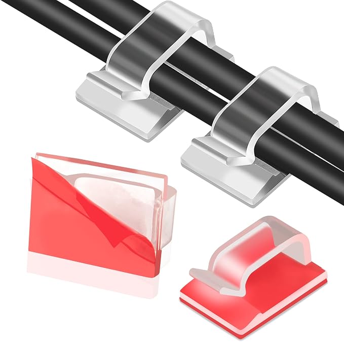 Adhesive Cable Clips Clear, Upgraded Christmas Outdoor Light Clips, Wire Holder by TidyHelper