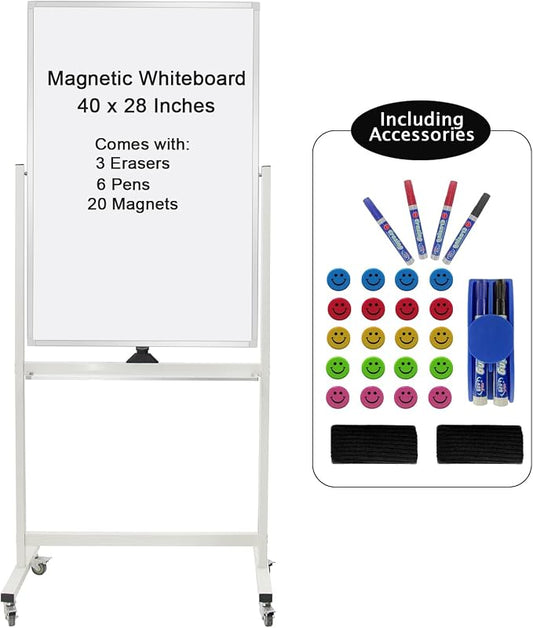 Max-officoo 40" x 28" Mobile Dry Erase Whiteboard Double-Sided White Boards on by Unknown