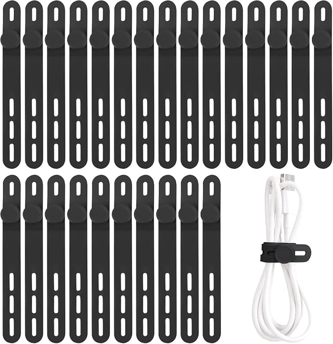 Oligei 25 Pcs Silicone Cable Ties, Cable Ties Reusable, High Elasticity Cord by Oligei