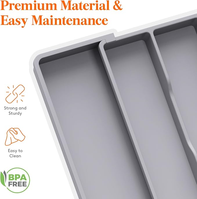 Lifewit Utensil Organizer for Kitchen Drawers, Expandable Cooking Utensil Tray - Image 5