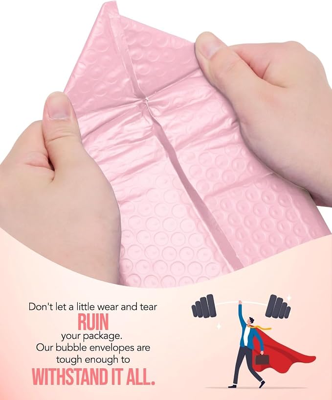 GSSUSA Light Pink Bubble Mailers 6x10 Small Padded Envelopes 1000 Pack - Image 4