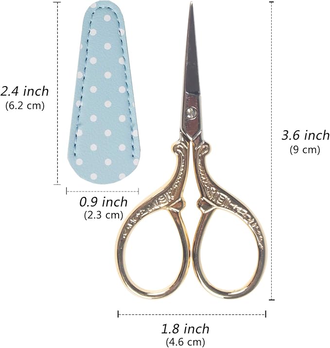 Embroidery Scissors with Leather Scissor Cover Small 3.6 inch Sewing Craft - Image 2