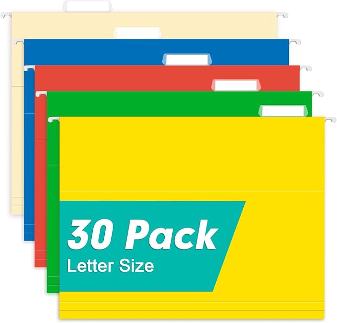 HERKKA Hanging File Folders, 30 Pack Letter Size Reinforced Hanging Folders by HERKKA