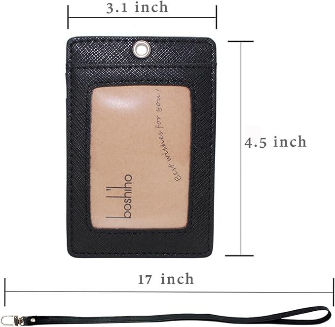 Boshiho Vertical Style Leather ID Card Badge Holder - Image 4