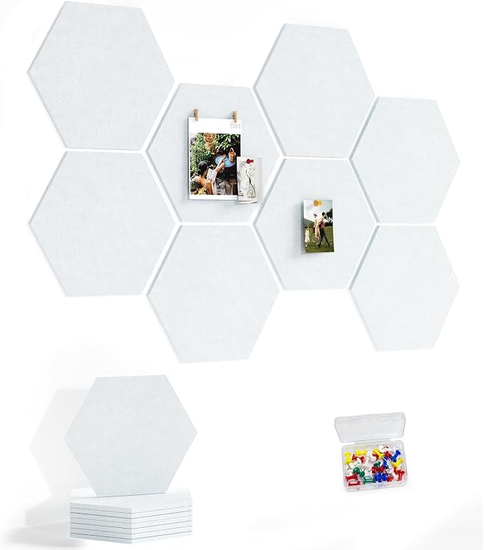 8 Pack Hexagon Felt Bulletin Board Tiles by Uoisaiko