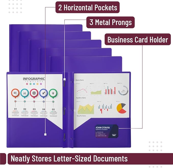 Mr. Pen- Plastic Folders with Pockets and Prongs, 36 Pack, Letter Size | Letter - Image 3