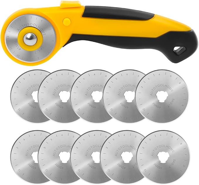 45mm Rotary Cutter Automatic Fabric Cutter Quick Change Blades by AUTOTOOLHOME