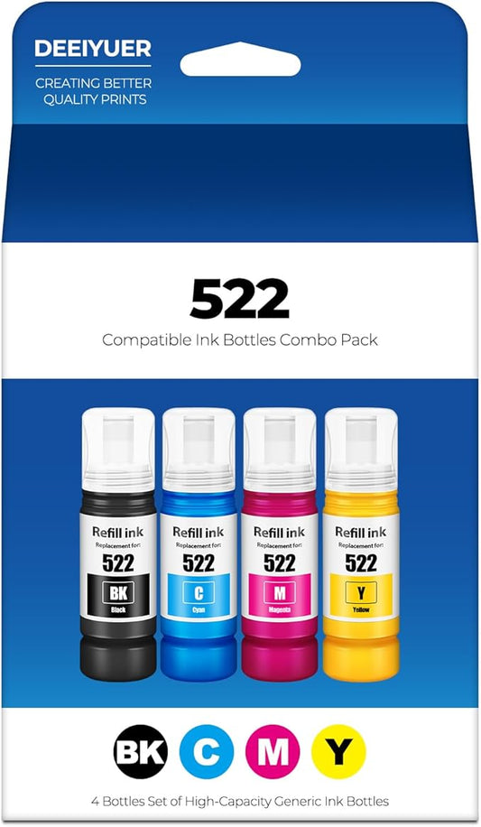 522 Ink Refill Bottles ET-2800 ET-2400 ET-4800 Replacement for 522 Ink 2800 Refill Ink for Eco tank ET-2400 ET-2720 ET-2800 ET-2803 ET-4700 ET-4800 ET-4810 ET2400 ET2720 ET2800 ET2803 ET4800 Printers-DeskLoop Office