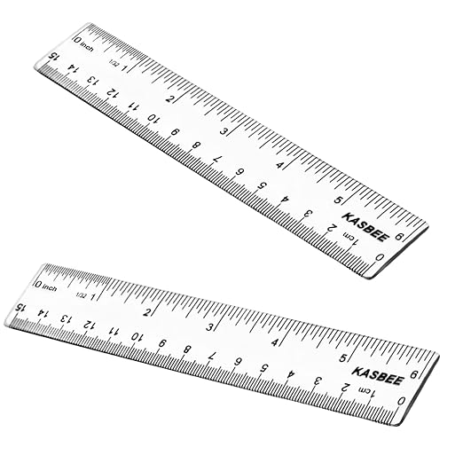 Plastic Rulers, 6 Inch Ruler, Inches and Centimeters by KASBEE
