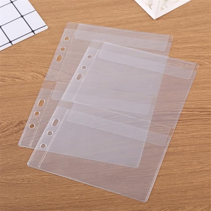 BAOFALI 10 Pack A5 Size Plastic Binder Pockets, 6 Holes Waterproof PVC Folders - Image 5