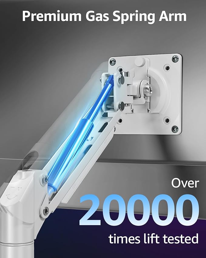 Dual Monitor Mount for 32 27 24 22inch Screens, Gas Spring Monitor Stand for 2 Monitor, Full Adjustable Monitors Desk Mount with C-Clamp＆Grommet Base, Each Arm Holds 4.4-22 lbs, Freelift Pro White-DeskLoop Office