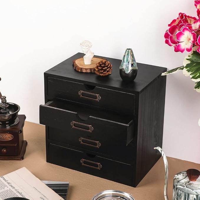 Wooden Storage Box Rustic Desktop Organizer - Image 4