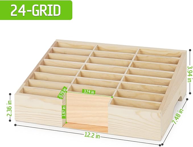 Wooden 24-Grid Cell Phones Storage Box Desktop Mobile Phone Holder Organizer - Image 6