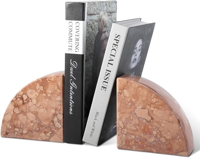 Karibiber Marble Bookend for Shelves, Non-Skid Bookends for Heavy Books - Image 2