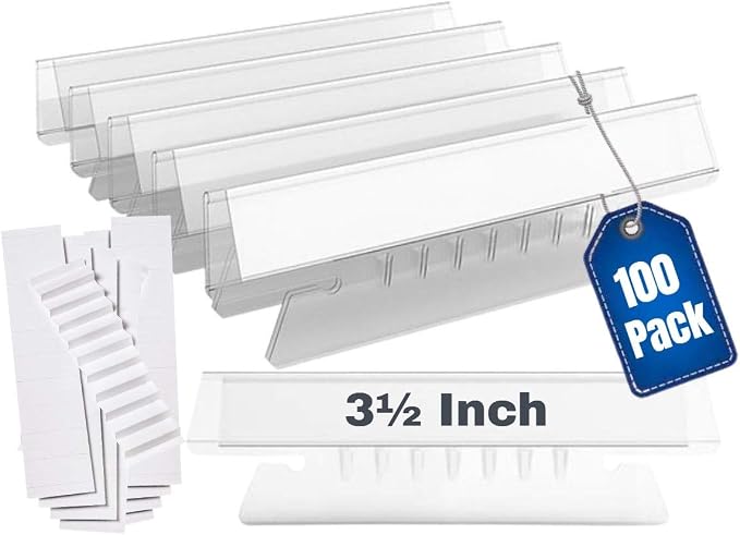 1InTheOffice Clear Hanging Folder Tabs and Inserts, Plastic Clear Tabs and by 1InTheOffice
