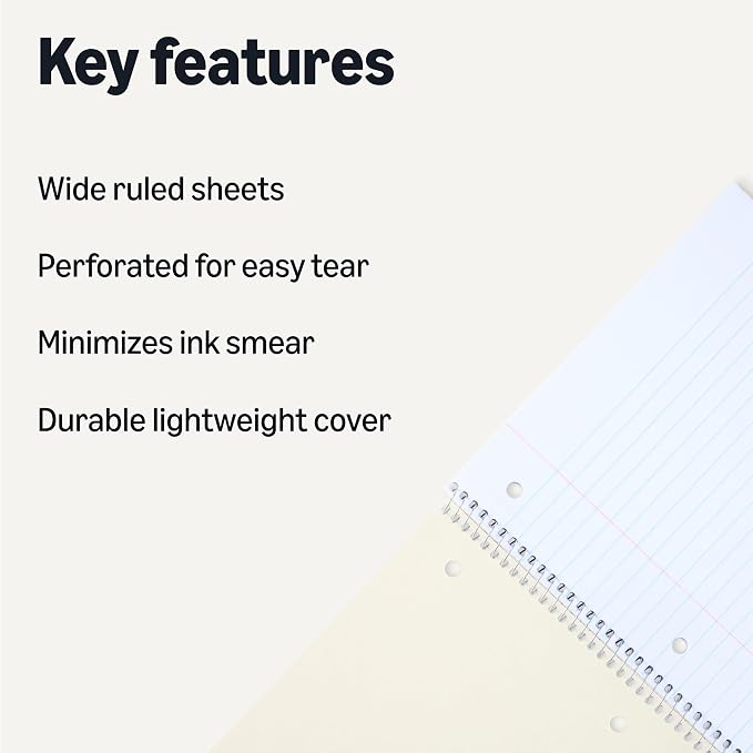 Amazon Basics Wide Ruled Spiral Notebook, - Image 2