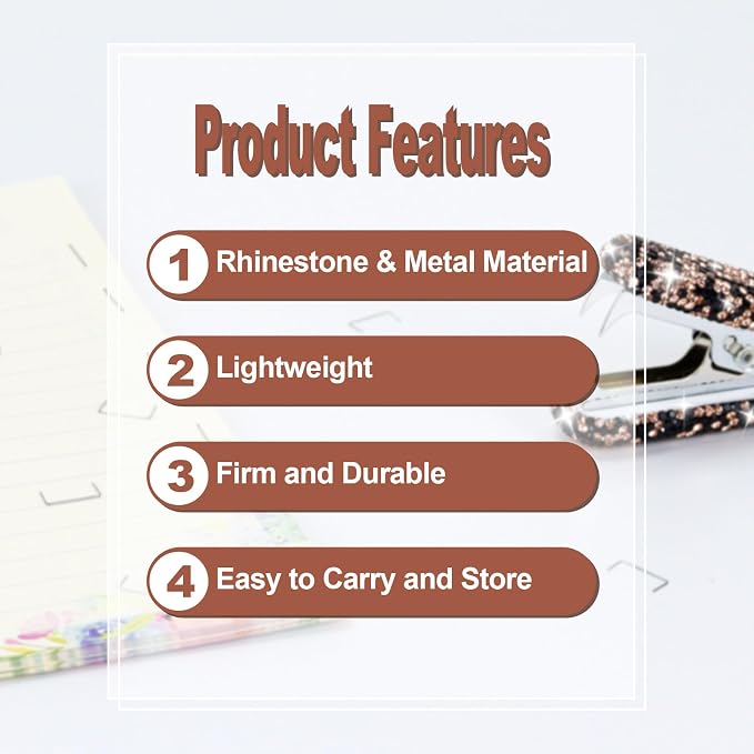 MultiBey Rhinestone Staple Remover, Handmade Bling Crystal Gold Cute Staple - Image 4