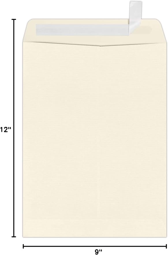 LUXPaper 9 x 12 Open End Envelopes | Peel & Press | Natural Linen | 80lb. Text - Image 6