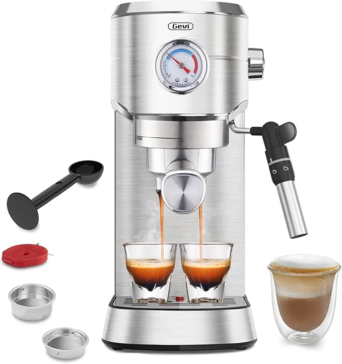 Gevi Espresso Expresso Machine 20 Bar with Auto Milk Frother, Professional Espresso Maker with Steam Wand, Compact Stainless Steel Cappuccino & Latte Machine, Gift for Coffee Lover, Home Baristas-DeskLoop Office