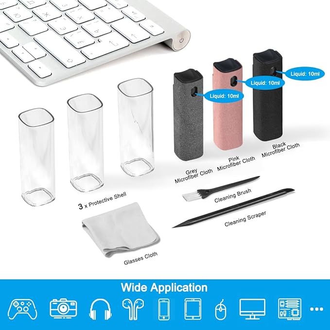 walrfid 3Pcs Laptop Cleaner, Computer Screen Cleaner Spray and Wipe, Electronic Laptop Cleaning Kit for iPad, iPhone, Cellphone, Monitor, MacBook Pro, Car Display, Tablet, TV, Kindle, Grey Pink Black-DeskLoop Office