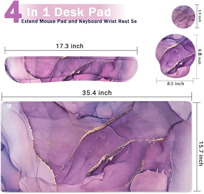 4-in-1 Gaming Mouse Pad Wrist Support Set，Desk Pad + Mouse Pad - Image 3