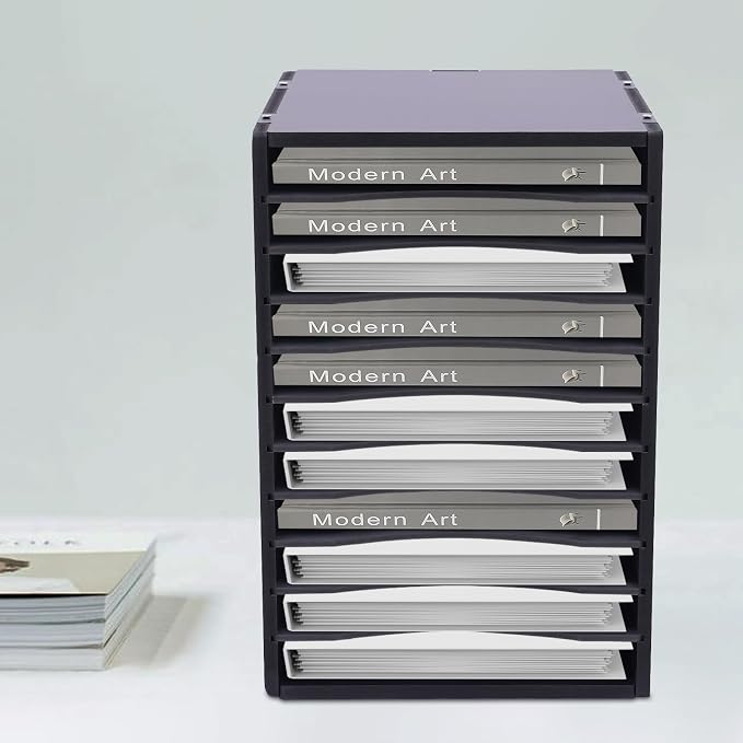 GUEYYSAN Vertical File Storage Rack, 11-Compartment Desktop Sorter Documents Box - Image 8