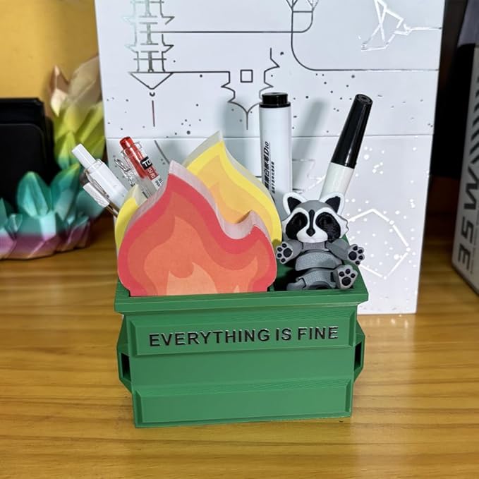 Infmetry Funny Garbage Can Fire Pen Holder - Image 3