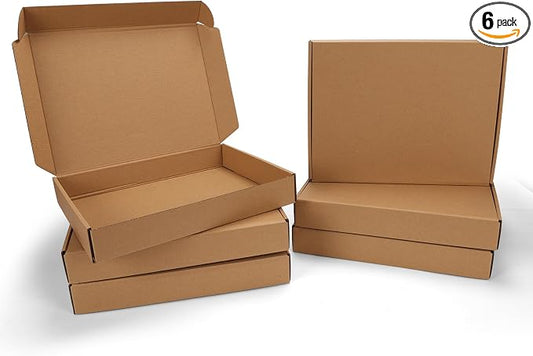 PHAREGE 13x10x2 inch Shipping Boxes 6 Pack Brown, Tab Lock Tuck Top Mailer Boxes by PHAREGE