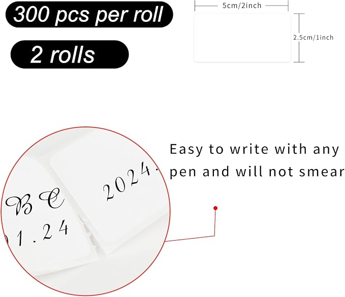 Removable Freezer Labels, Date Label 1x2 Inch Food Storage Stickers, Waterproof - Image 2