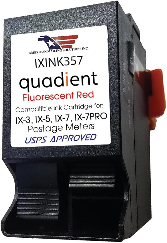 Quadient Ink Cartridge IXINK357 for Quadient Postage Machine iX-3, iX-5, iX-7, iX-7PRO Series, 17000 Yields, USPS-Approved Red Ink by American Mailing Solutions Inc.-DeskLoop Office