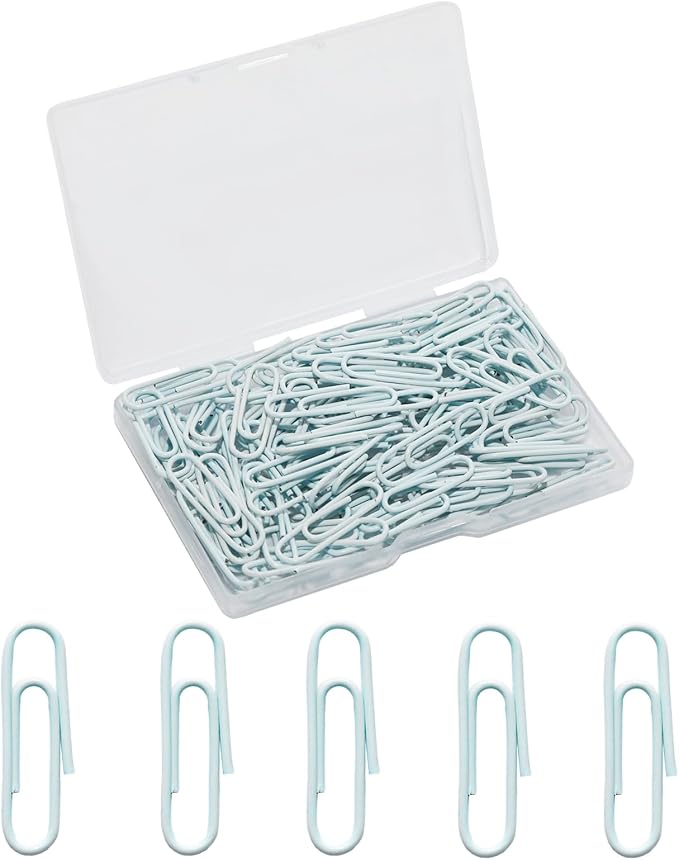 100 Pcs Light Blue Paper Clips, 1.1 Inch Colorful Paperclips | Vinyl Coated by Unknown