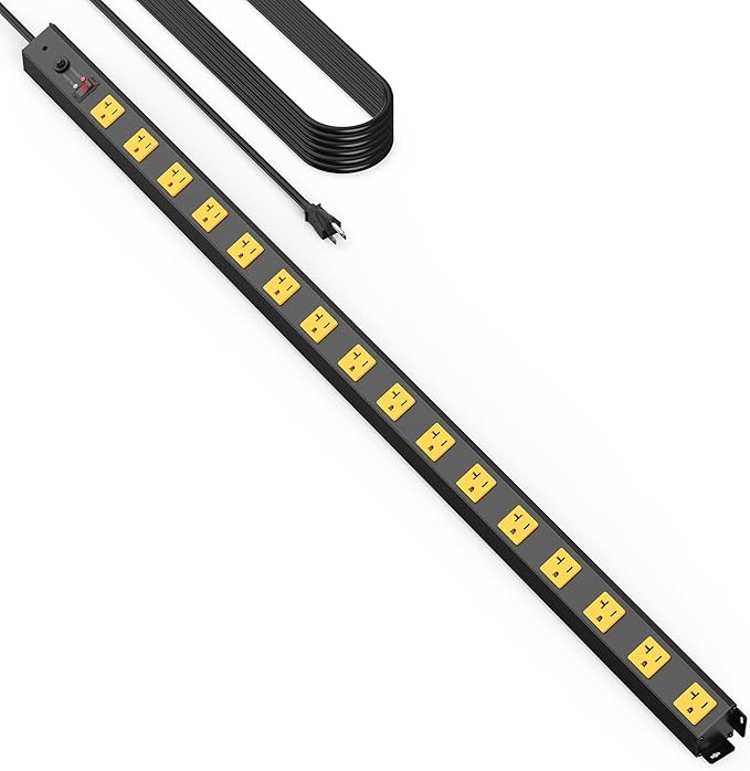 HHSOET 16 Outlet Long Power Strip, 15FT Heavy Duty Power Strip with 4800J Surge Protection, 20a Mountable Wide-Spaced Outlets for Home, Office, Garage & Workshop - ETL Certified-DeskLoop Office