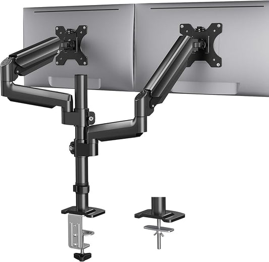 HUANUO Dual Monitor Mount up to 32 inches Screens, Taller Monitor Stand Hold 19.8lbs, Dual Monitor Arm Desk Mount Easy Adjustable with Tilt, Swivel, Rotation, VESA 75/100mm-DeskLoop Office