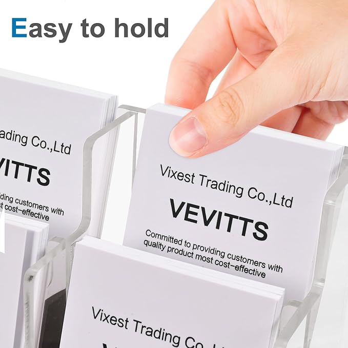 Clear Vertical Business Card Holder for Desk, Office Acrylic Business Card Display Holder Desktop Organizer Storage Cards Holders, Clear 4 Tiers 16 Pockets-DeskLoop Office